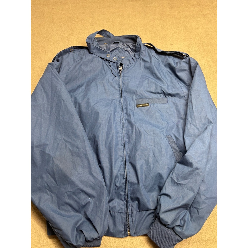 Members Only Mens Blue Cafe Racer Jacket Size 44 Vintage 80s Bomber Windbreaker